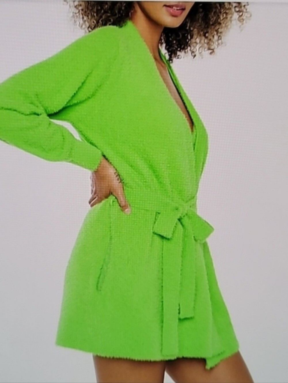 Savage X Fenty Kelly Green Fluff It Up Robe Fuzzy Mini Sexy Sz:2x/3x Glam Fem